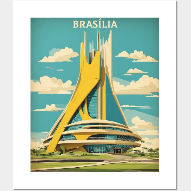 Brasilia Brazil Vintage Tourism Travel Poster Wall Art by TravelersGems